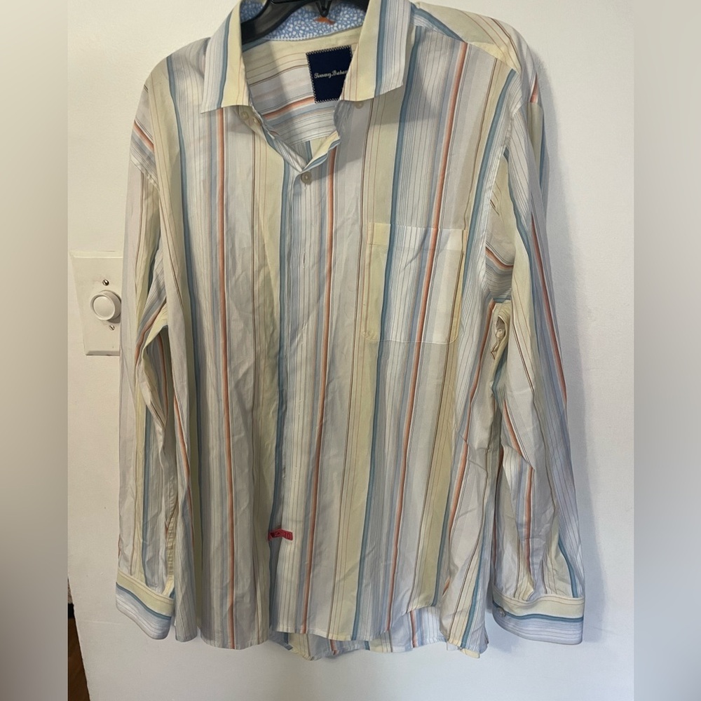 Tommy Bahama Men's Button-Down Shirts Size XL Yellow Blue Orange Striped